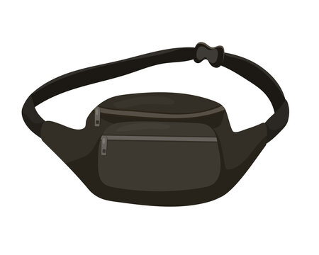 Vector Illustration Of Fanny Pack, Waist Bag. Isolated Image Of Trendy Accessory On White Background. Street Fashion