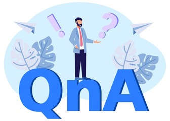 Illustration vector graphic cartoon character of QnA