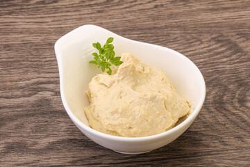 Vegan food - hummus with olive oil
