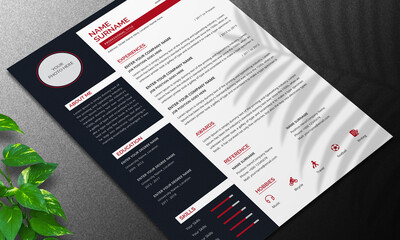 Professional Resume Layout with Red Accents.