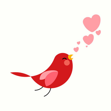 vector cute bird chirping love icon