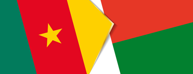 Cameroon and Madagascar flags, two vector flags.