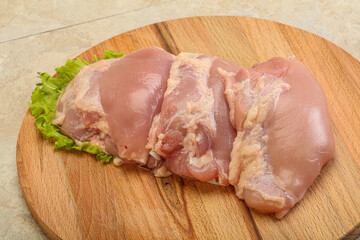 Raw chicken boneless and skinless leg