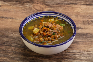 Lentil soup with chicken and vegetables