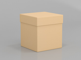 Brown cardboard. Closed carton with lid on gray background