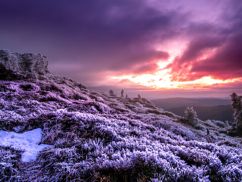 View from a mounatin range of Jeseniky moutains to a valey