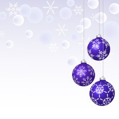 Fototapeta na wymiar Christmas card template with decorative balls and space for text.