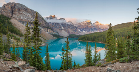 Early morning at Moraine Lake in Banff National Park Alberta Canada