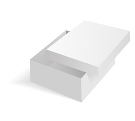 Isometric opened cardboard box packaging template isolated, illustration design.