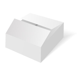 Illustartion of white isometric box. Carton packaging box.