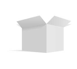 Isometric opened cardboard box packaging template isolated, illustration design.