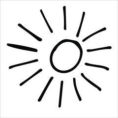 Single hand drawn doodle element vector illustration sun for morning mood. Illustration for the morning weather and nice design.