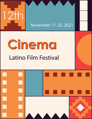 Latino film cinema festival poster. Vector template.