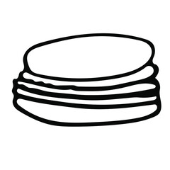 Single element hand drawn icon macaroon cake. Vector illustration of doodles for cafes and restaurants, cute greeting cards and culinary design.
