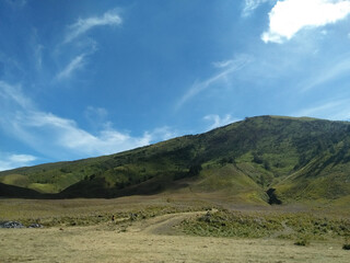 The landscape with the blue sky of Teletubbies hills, Mount Bromo