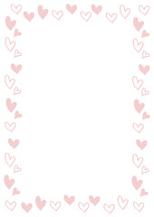 ハートの手書き風の背景素材　枠　フレーム