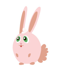 Cute pink bunny cartoon emoticon character. illustration.