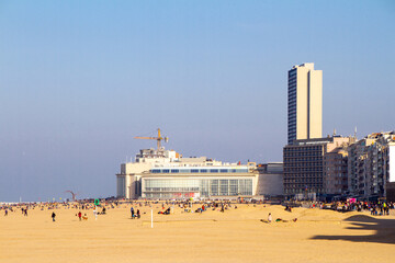 Belgium, view of Ostend beach with its casino