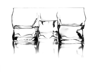Three half-full glasses