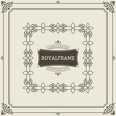 Vintage Ornament Greeting Card Template. Retro Luxury Invitation, Royal Certificate. Flourishes frame. Vintage ornament, Ornamental Frame.