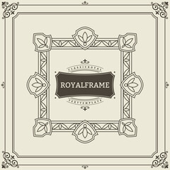 Vintage Ornament Greeting Card Template. Retro Luxury Invitation, Royal Certificate. Flourishes frame. Vintage ornament, Ornamental Frame.