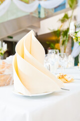 Elegant setting of the festive table in light colors