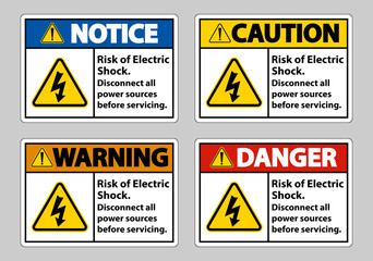 Risk of electric shock Symbol Sign Isolate on White Background