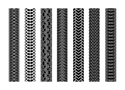 Black Tire Tracks Wheel Car or Transport Set on Road Texture Pattern for Automobile. illustration of Track.