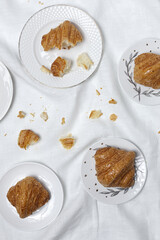 French Homemade fresh croissants with jam and butter