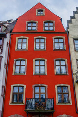 Fototapeta na wymiar Architectural fragments of traditional houses in Strasbourg. Strasbourg is the capital and principal city of Alsace region in eastern France and is official seat of European Parliament.
