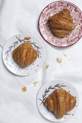 French Homemade fresh croissants with jam and butter