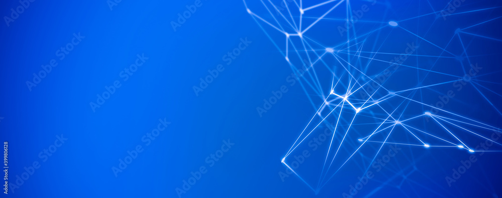 Sticker panoramic abstract dot and triangle connection., the world is connect concept, digital futuristic mi