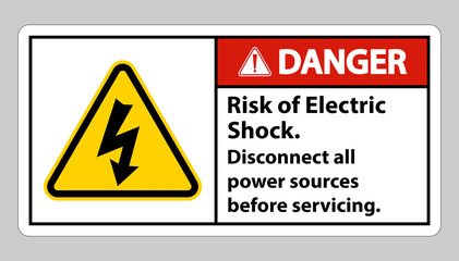 Danger Risk of electric shock Symbol Sign Isolate on White Background