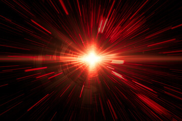Fototapeta Fire laser red light moving fastest high speed concept, Acceleration super fast speedy drive motion blur abstract for background design. obraz