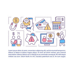 Debt collection concept icon with text. Collecting overdue debts. Money recovery on delinquent accounts. PPT page vector template. Brochure, magazine, booklet design element with linear illustrations