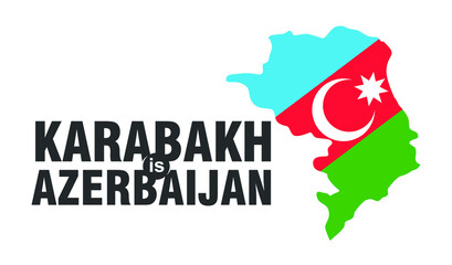 Fototapeta na wymiar Karabakh is Azerbaijan Symbol with Flag and Map. Vector illustration