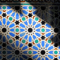 Muslim mosaic. Al Andalus tiles. Seville tile. Arabic tiles from Spain. Alcazar of Seville. Arab...