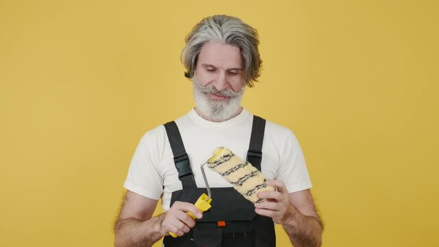 person with paint roller doctor corona quarantine xray x-ray virus yellow background medicine old doctor chef cook restaurant pan cooking kitchen jar tasty mask quarintine corona christmas xmas new ye