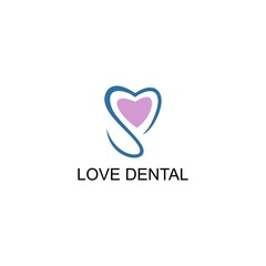 Love Dental Logo Design Vector