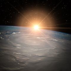 Sunrise on the planet earth. The elements of this image furnished by NASA.