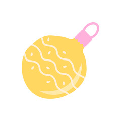 Christmas tree ornate ball flat vector abstract element. Festive bauble RGB color clipart. New Year celebration. Winter season. Xmas sphere isolated organic shape on white background