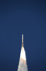 Rocket spaceship. Wonderful launch. The elements of this image furnished by NASA.