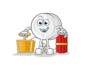 medicine holding dynamite detonator character. cartoon mascot vector