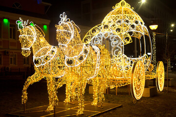 Beautiful New Year's carriage and horse