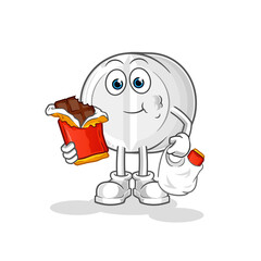 medicine eat chocolate mascot. cartoon vector