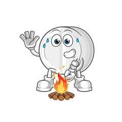 medicine roasting marshmallows character. cartoon mascot vector