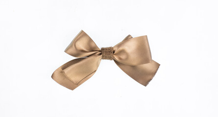 christmas gift golden bow isolated on white background