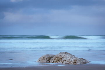 Long exposure waves and rocks at White Rocks Portrush Northern Ireland