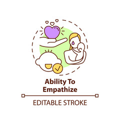 Ability to empathize concept icon. Recognize, understand emotion. Kid empathy. Early childhood development idea thin line illustration. Vector isolated outline RGB color drawing. Editable stroke
