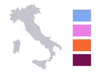 Infographics of Italy map, individual states blank